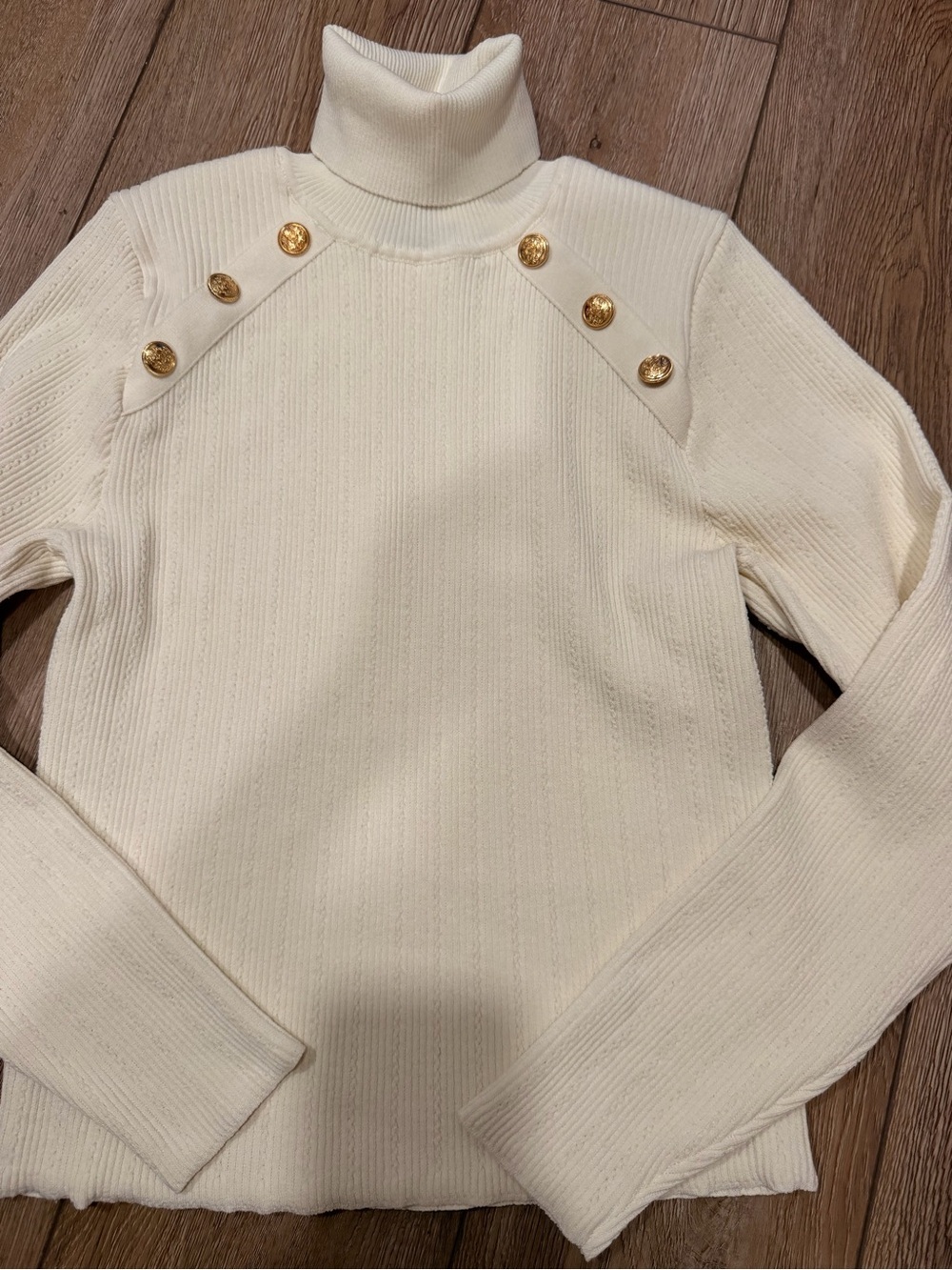 Aqua Cream Ribbed Turtleneck Sweater 0245